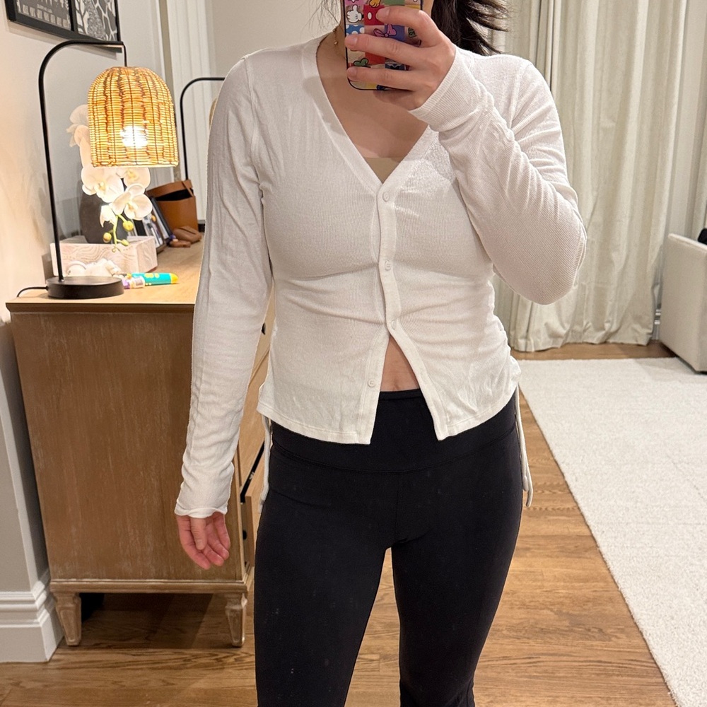 Lululemon Cardigan White Button-Up Women's Top